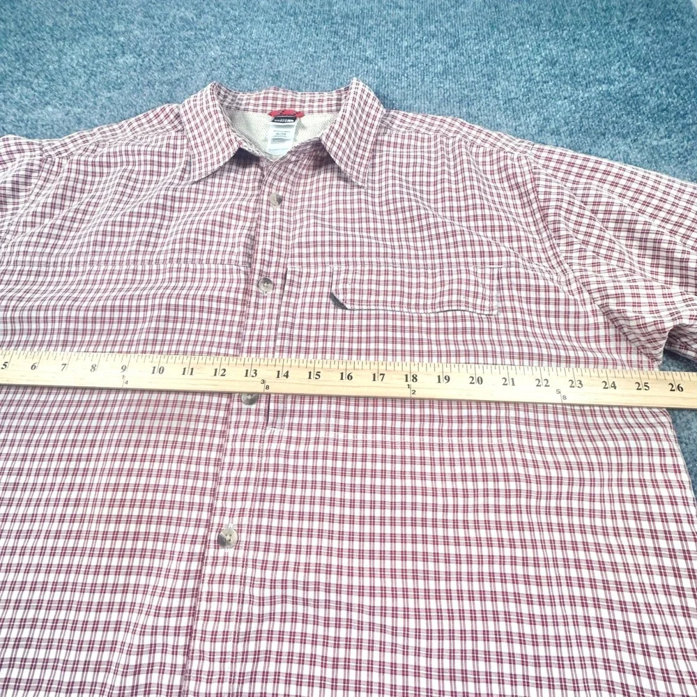 The North Face Men's XL‎ Red White Plaid Checkered Short Sleeve Button Shirt